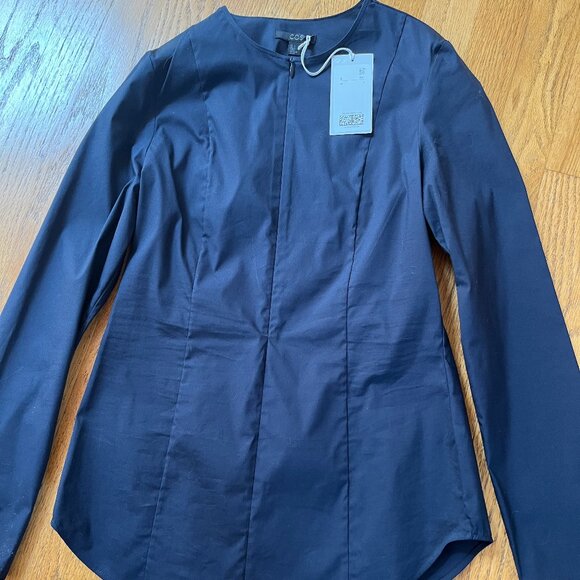 COS Navy Blue Women's Shirt w/ Zip Size 2 NWT - Picture 1 of 4